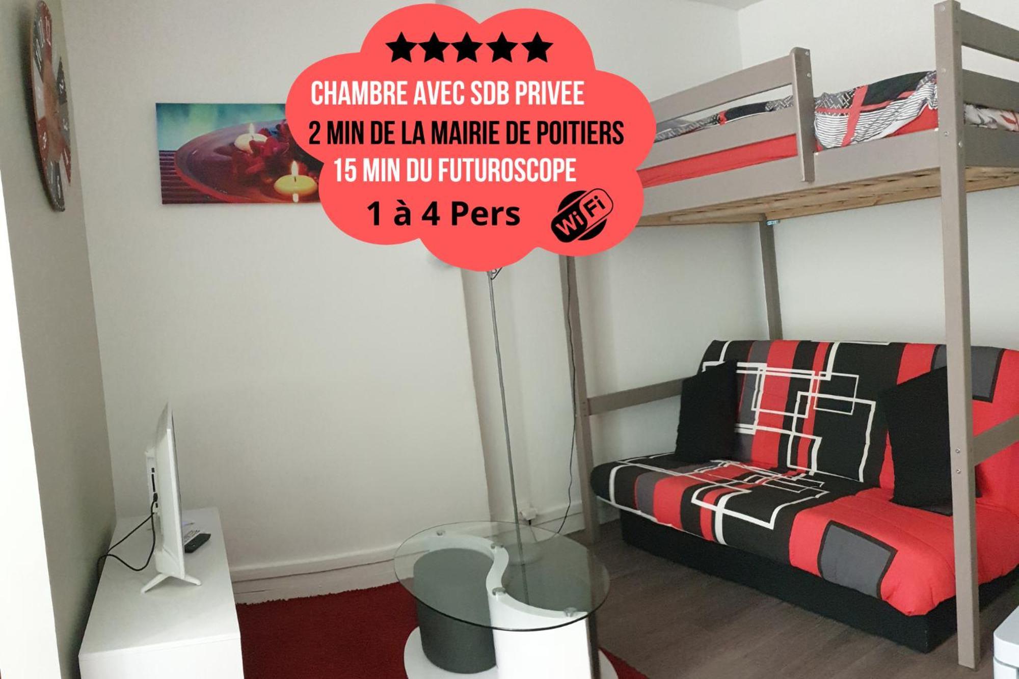 Chambres Poitiers Centre: Private Comforts, Shared Kitchen & City Hall Proximity Exterior photo